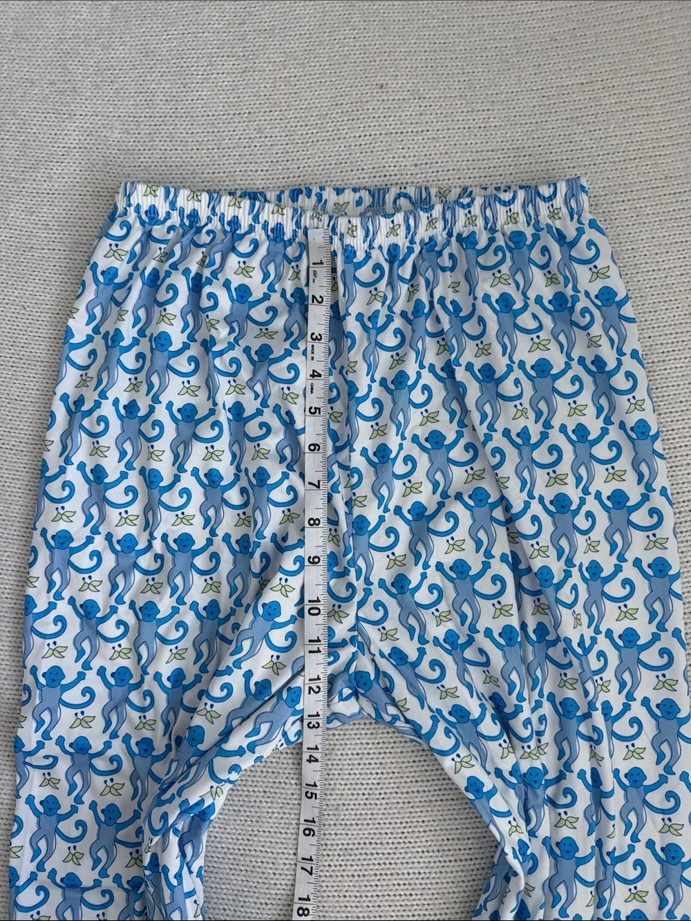Monkey Long Sleeve Pajama Set Blue/Yellow Size Small